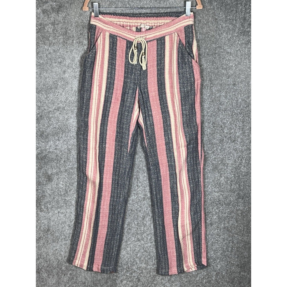 Soft Surroundings Bahama Britches Pants Womens Sz XS Linen Rayon Striped Pockets